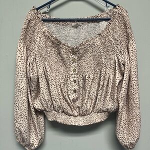 Newbury Kustom Speckled Cream and Brown Blouse